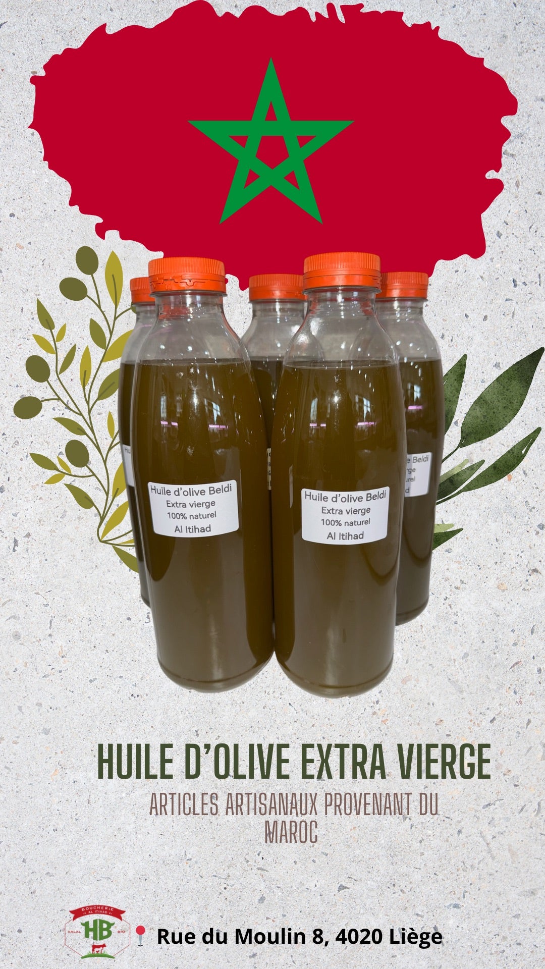 Huile d’olive extra vierge du Bled 100% naturelle 1L / 5L