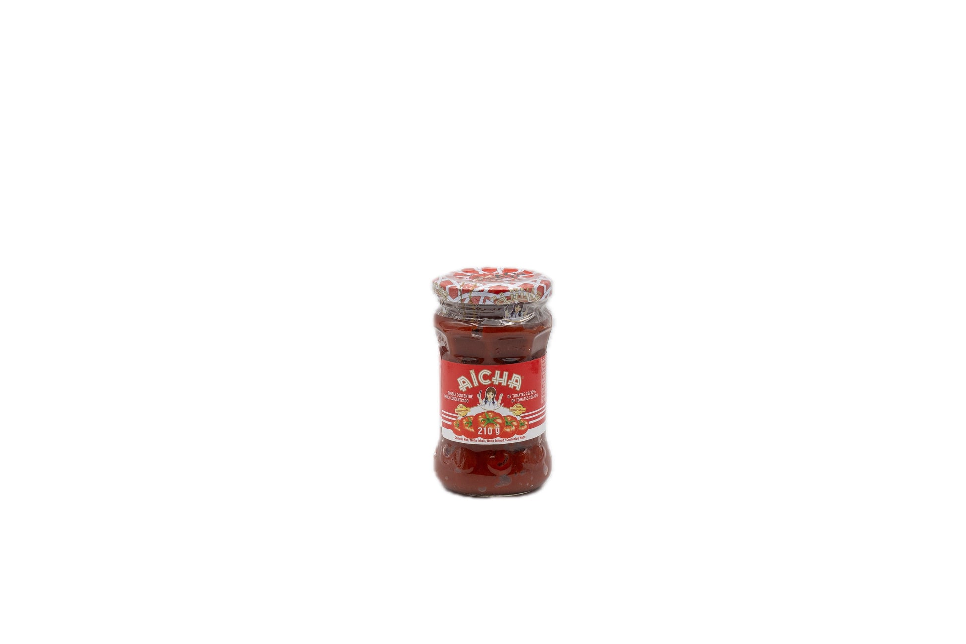 Bocal de 210 grammes de concentré de tomate de la marque Aïcha